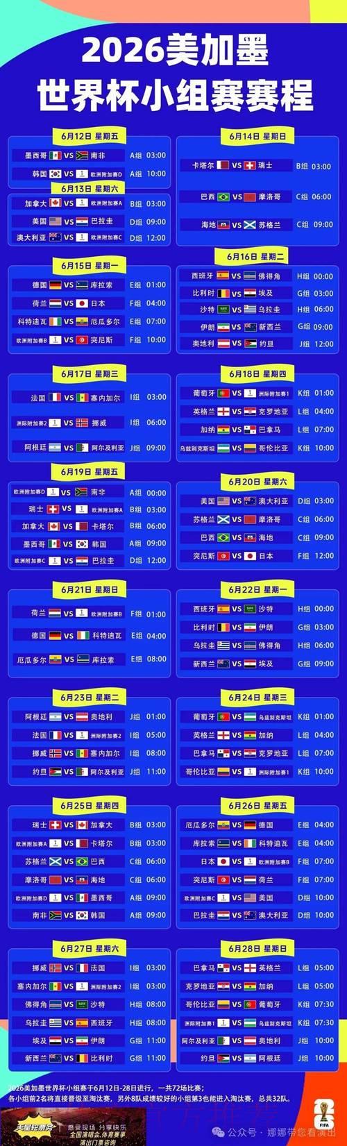 世界杯最新赛程时间正式发布